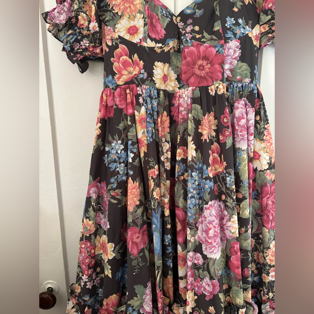 Selkie Puck Floral French Corset Ritz Gown Dress - Picture 6 of 8